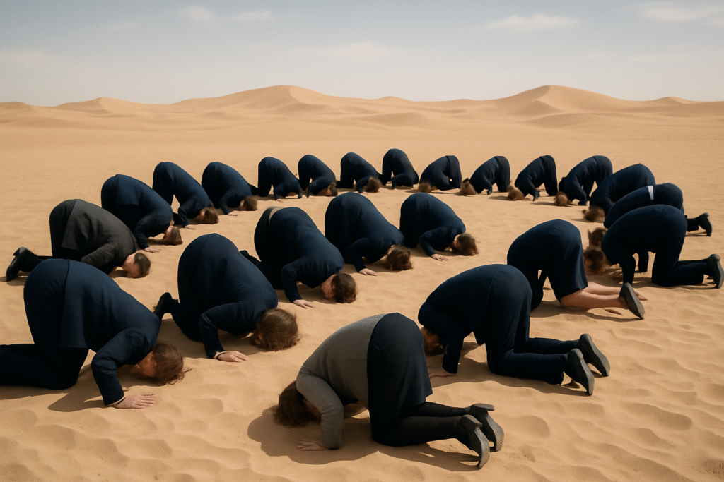 teachers with heads in sand